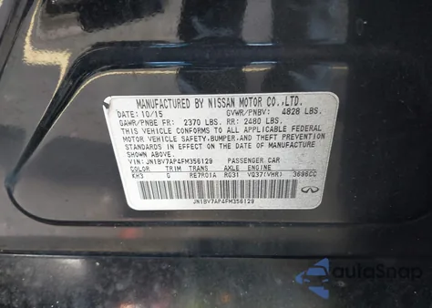 2015 Infiniti Q50 Premium from USA, damaged, VIN JN1BV7AP4FM356129